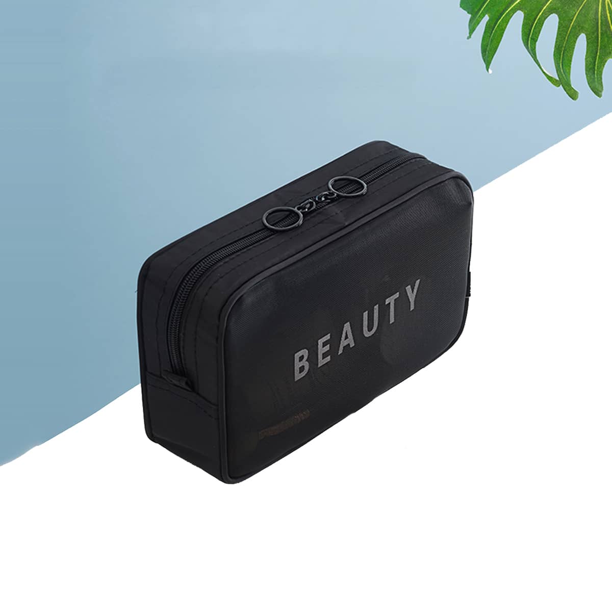 

Letter Graphic Makeup Bag, Black