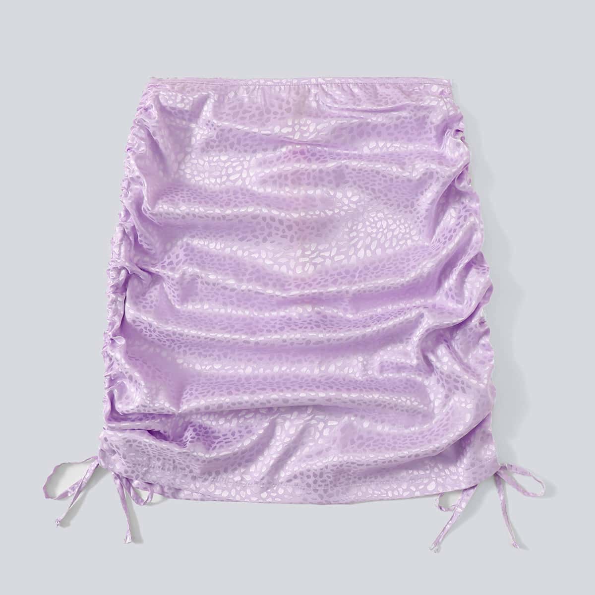

Drawstring Side Jacquard Skirt, Lilac purple