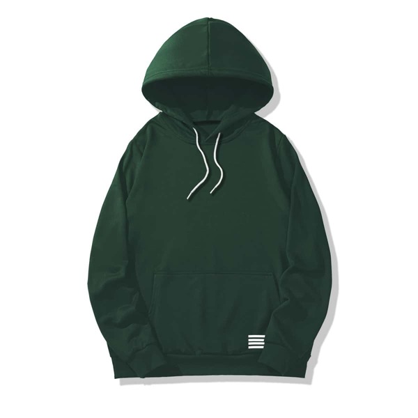 

Men Striped Kangaroo Pocket Drawstring Hoodie, Dark green