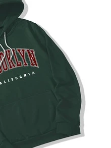 Manfinity Campus Court Capucha con cordón con letra - Verde Oscuro - Ver 4
