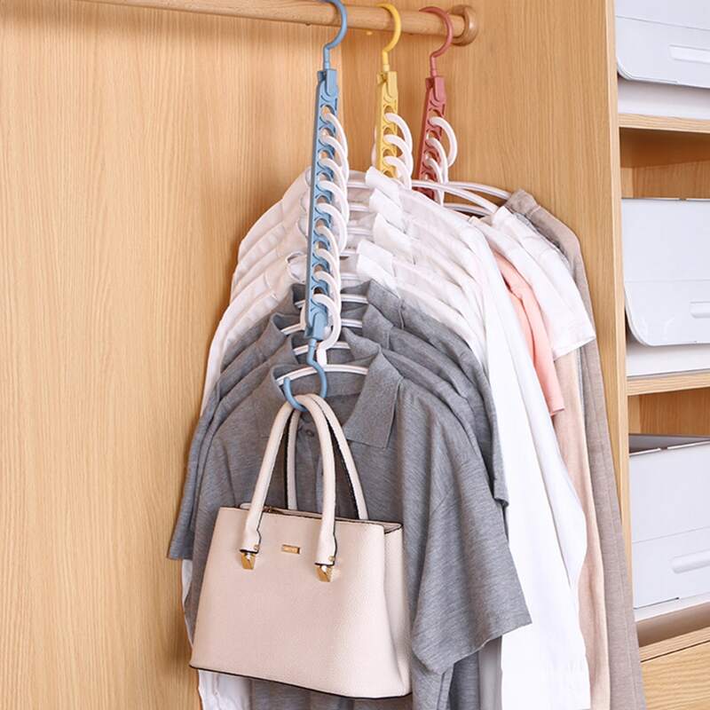 

1pc 9-hole Rotatable Clothes Hanger, Multicolor
