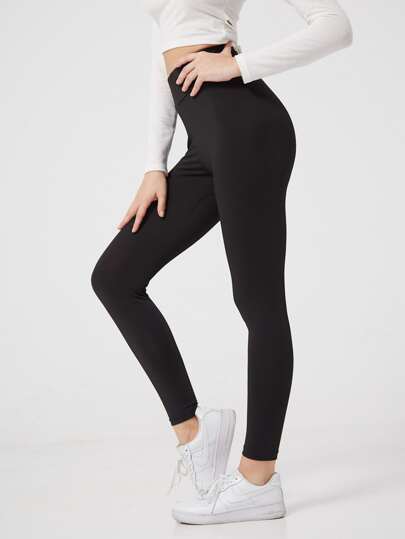 High Waisted Solid Leggings