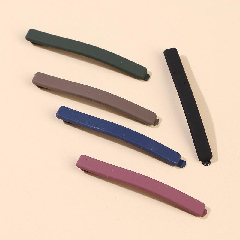 

5pcs Plain Hair Clip, Multicolor