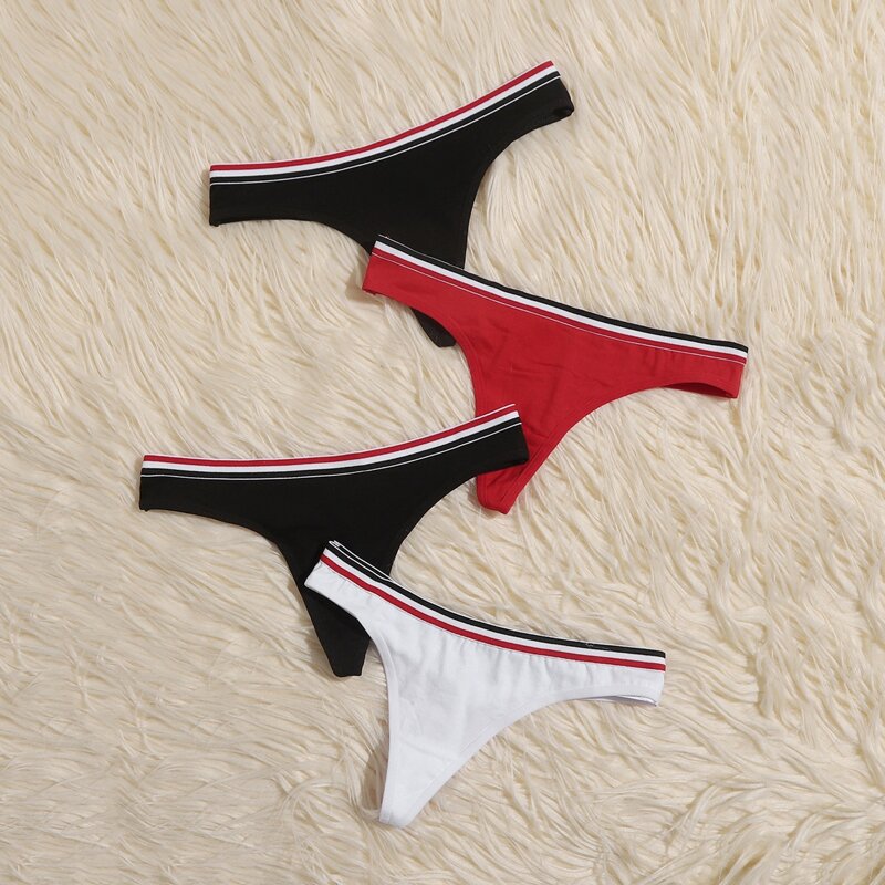 

4pack Stripe Tape Thong Set, Multicolor