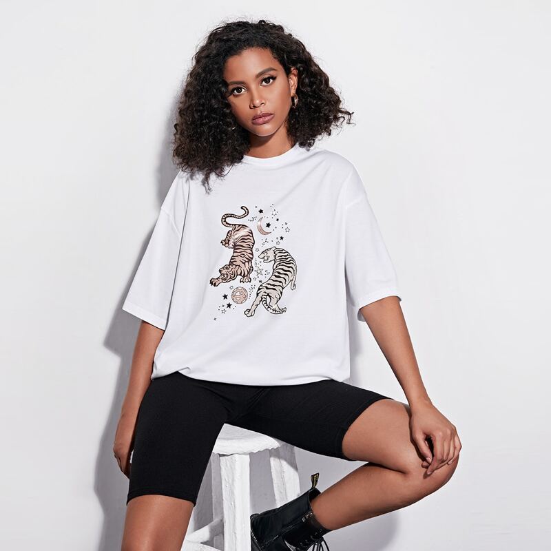 

Tiger And Galaxy Print Tee, White