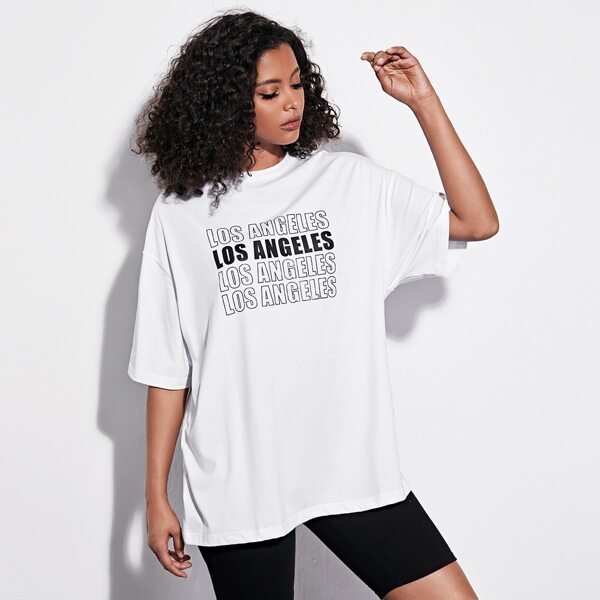 

Letter Graphic Drop Shoulder Oversized Tee, White