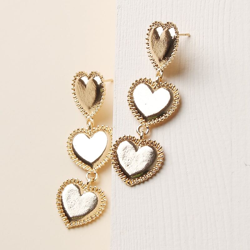 

Layered Heart Drop Earrings, Gold