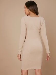 SHEIN 孕婦裝v領腰帶包臀洋裝