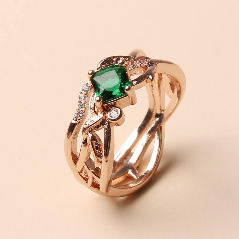 

Rhinestone Hollow Statement Ring, Gold