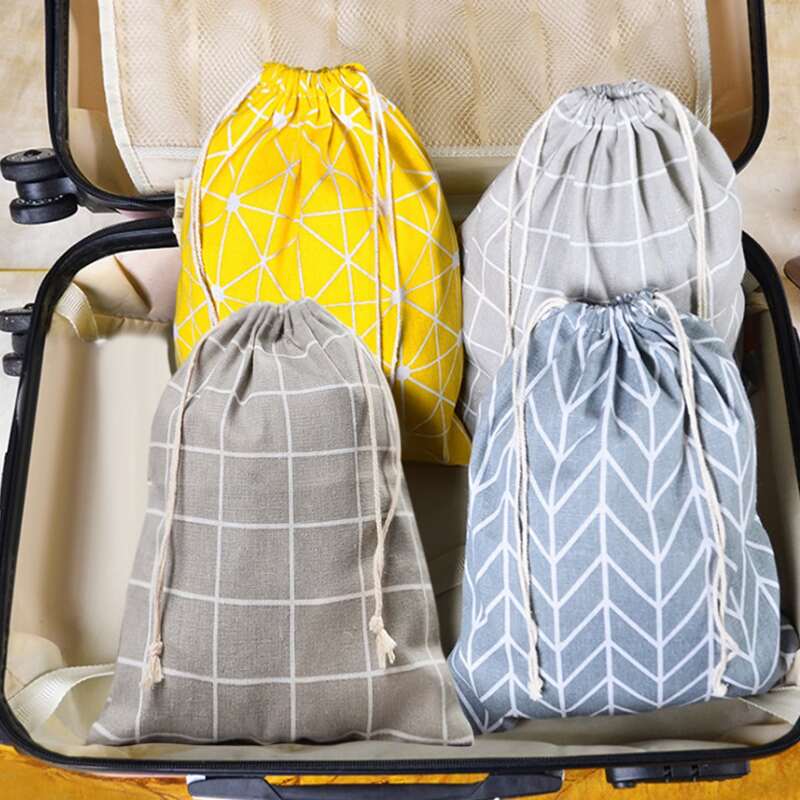 

1pc Random Geo Drawstring Storage Bag, Multicolor