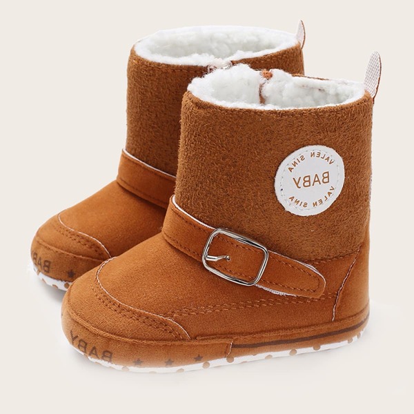 

Baby Boy Buckle Decor Faux Fur Lined Boots, Brown