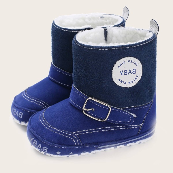 

Baby Boy Buckle Decor Faux Fur Lined Boots, Blue