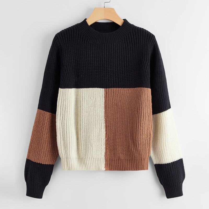 

Colorblock Round Neck Sweater, Multicolor