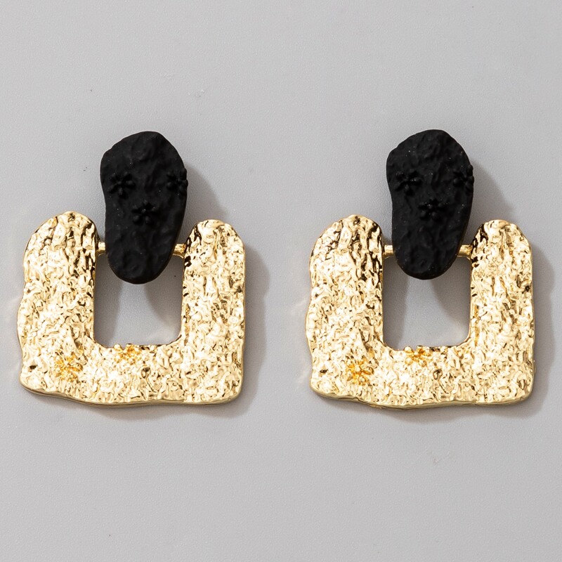 

Geo Textured Metal Drop Earrings, Gold