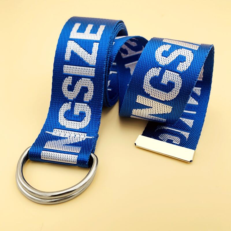 

D Ring Slogan Tape Belt, Blue
