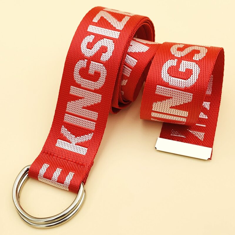 

D Ring Slogan Tape Belt, Red