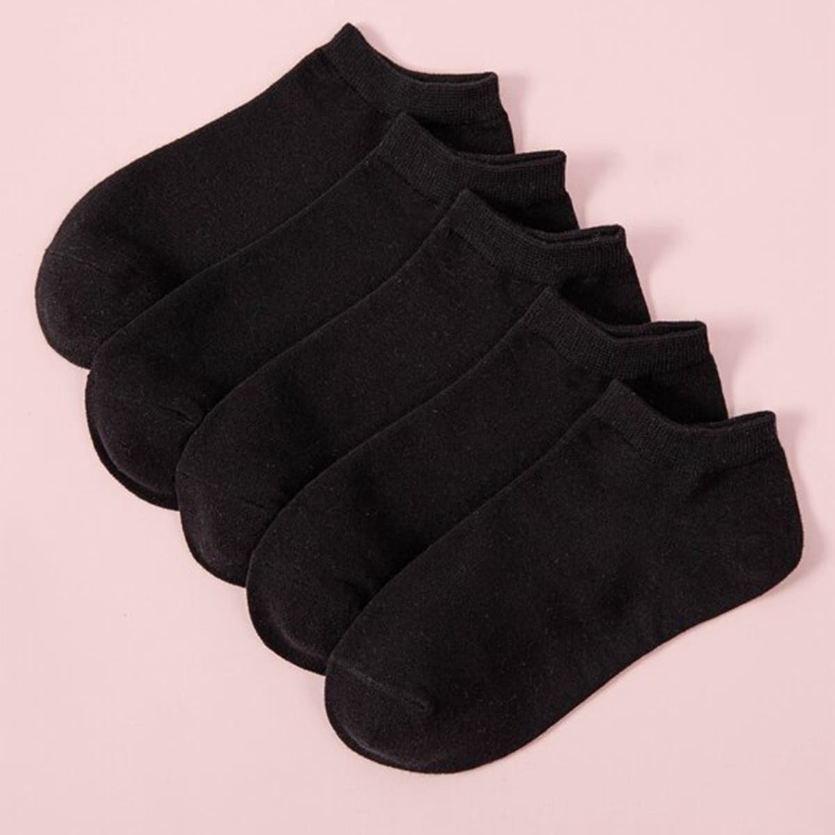 

5pairs Solid Ankle Socks, Black