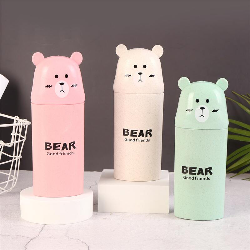 

1pc Cartoon Bear Design Travel Toothbrush Storage Box, Multicolor