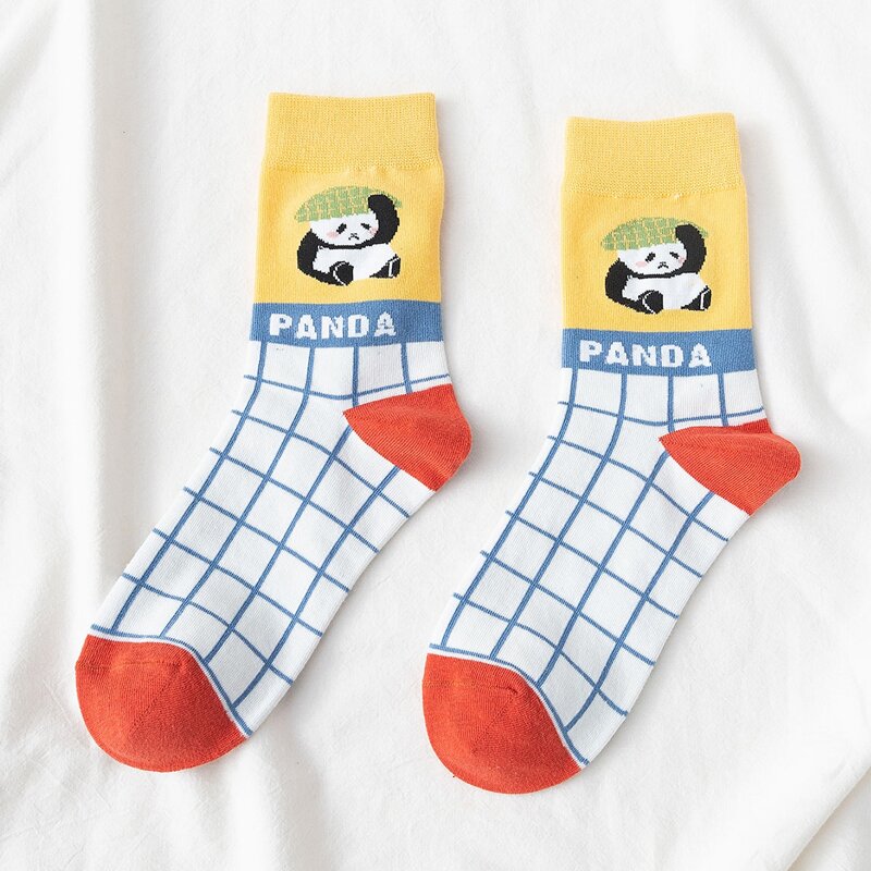 

Cartoon Panda Crew Socks, Multicolor