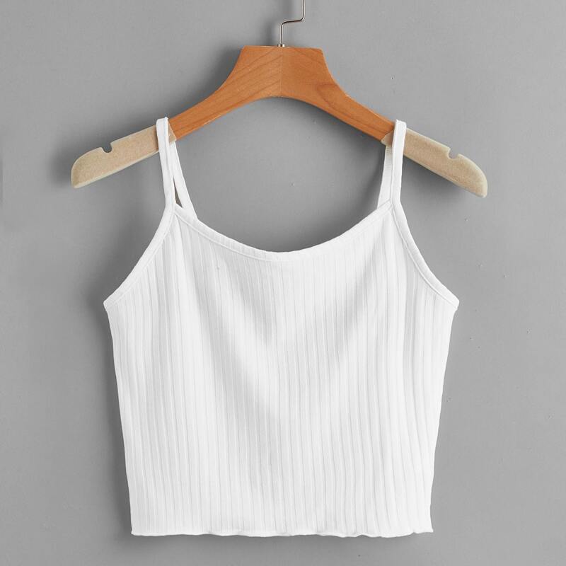 

Ribbed Crop Cami Top, White