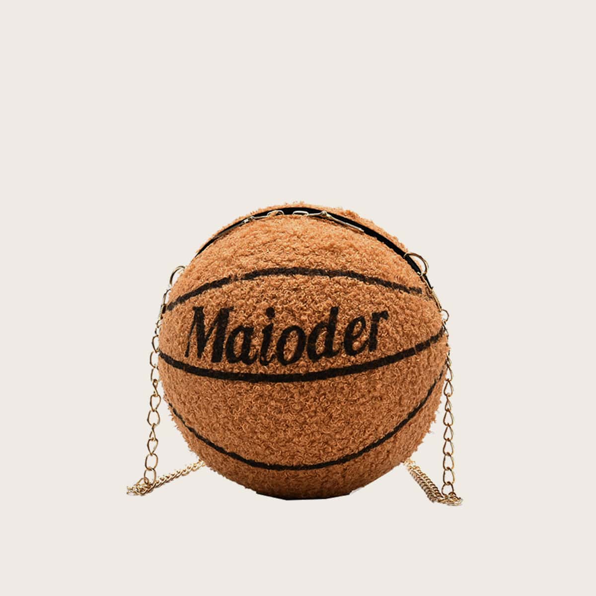 

Basketball Shaped Chain Crossbody Bag, Brown