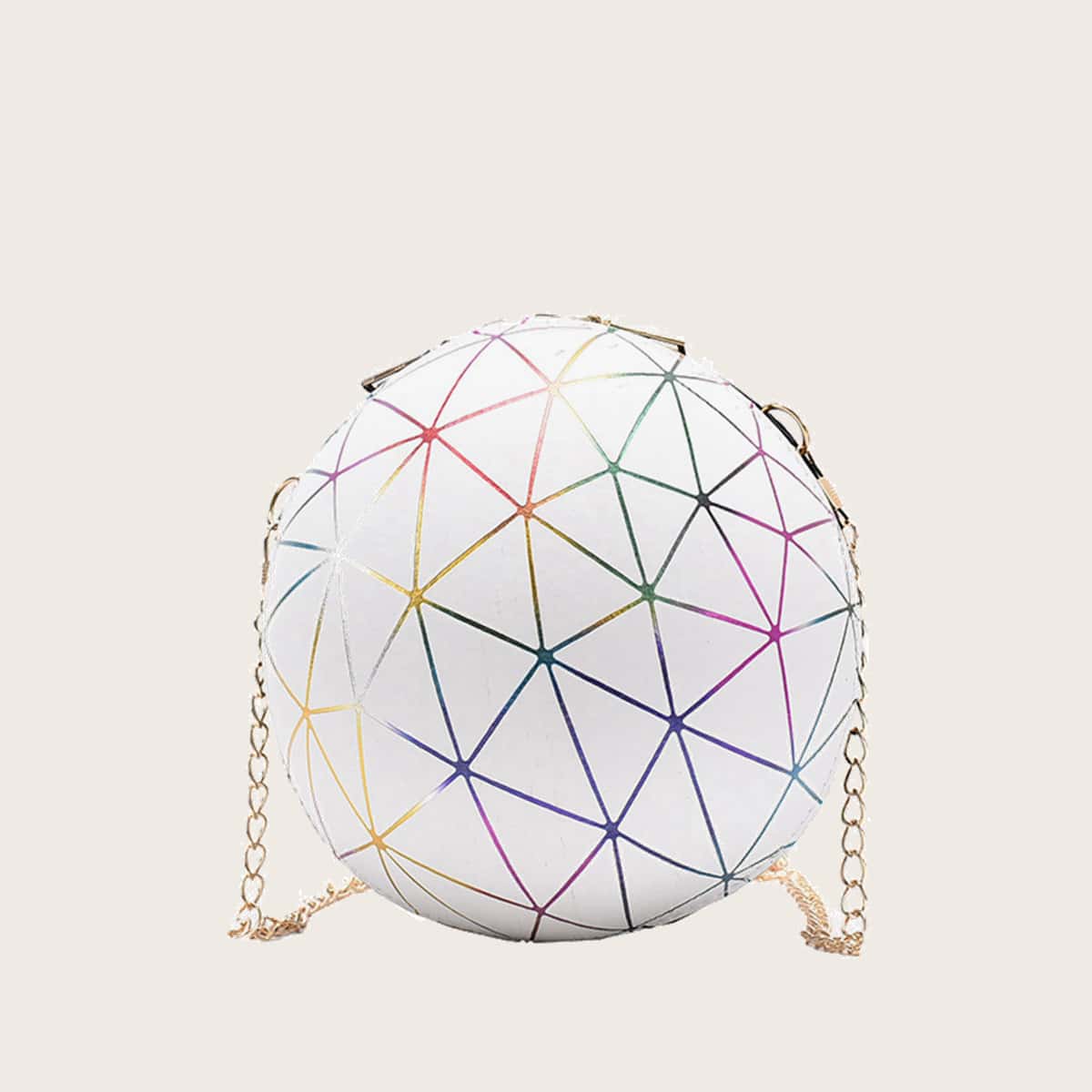 

Holographic Geo Ball Shaped Crossbody Bag, White