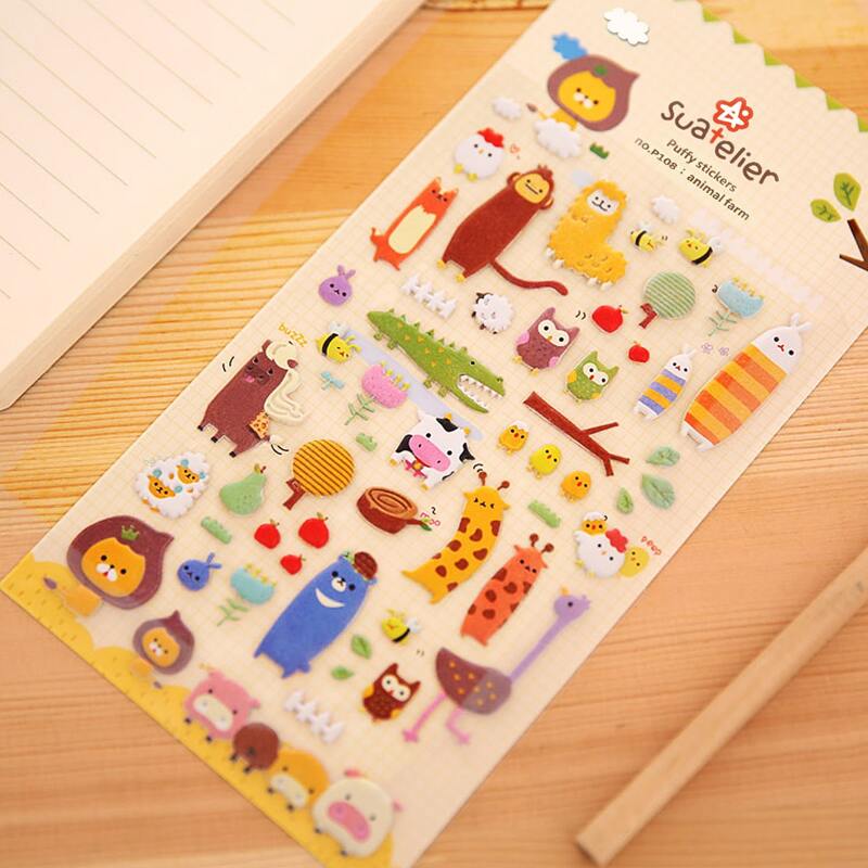 

1sheet Cartoon Animal Sticker, Multicolor