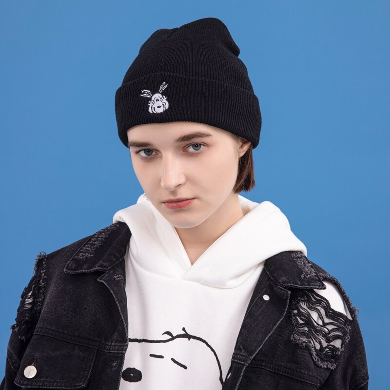 

Cartoon Knit Beanie, Black