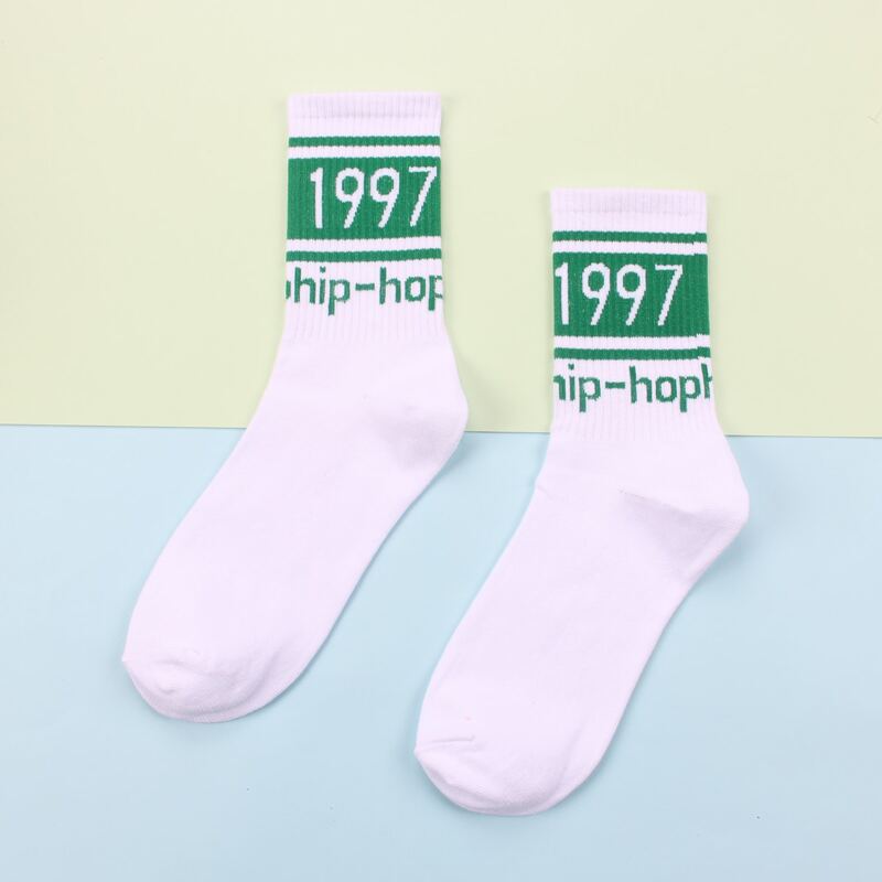 

Letter Graphic Crew Socks, White
