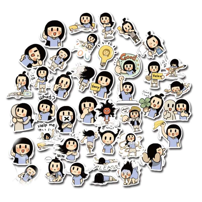 

40pcs Cartoon Figure Sticker, Multicolor