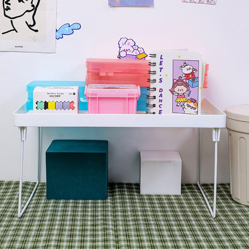 

1pc Foldable Desktop Storage Rack, White