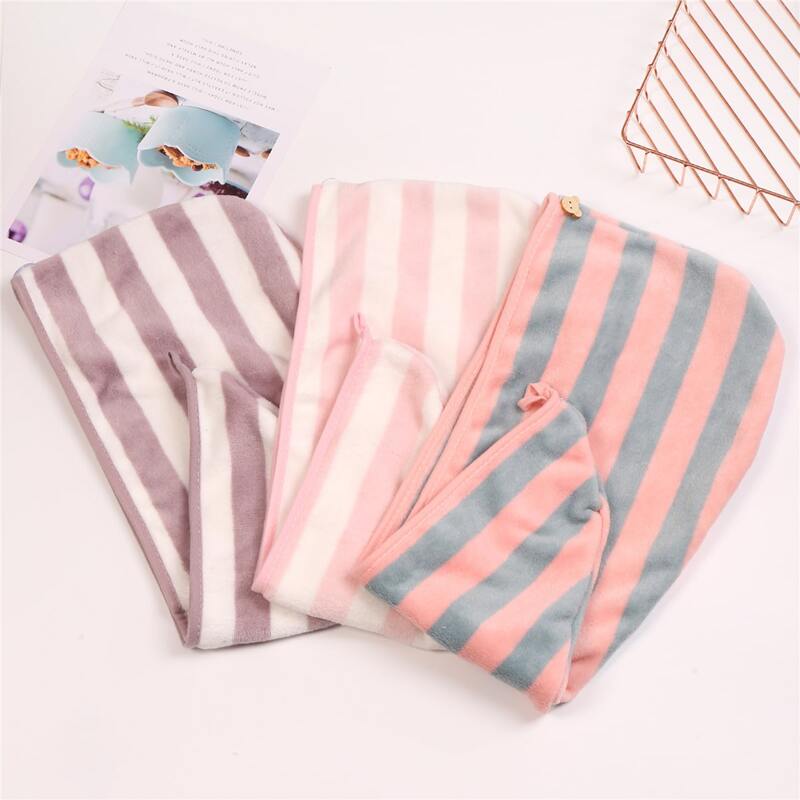 

1pc Striped Hair Drying Cap, Multicolor