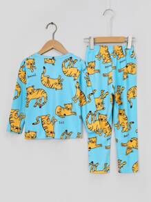 Toddler Boys Letter & Cartoon Graphic PJ Set - Baby Blue - View 2