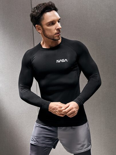 قميص رياضي بطباعة حرفية بأسلوب صديق المقرب، قميص بأكمام طويلة مناسب للتمارين الرياضية، قميص ضيق بياقة طاقم للخريف