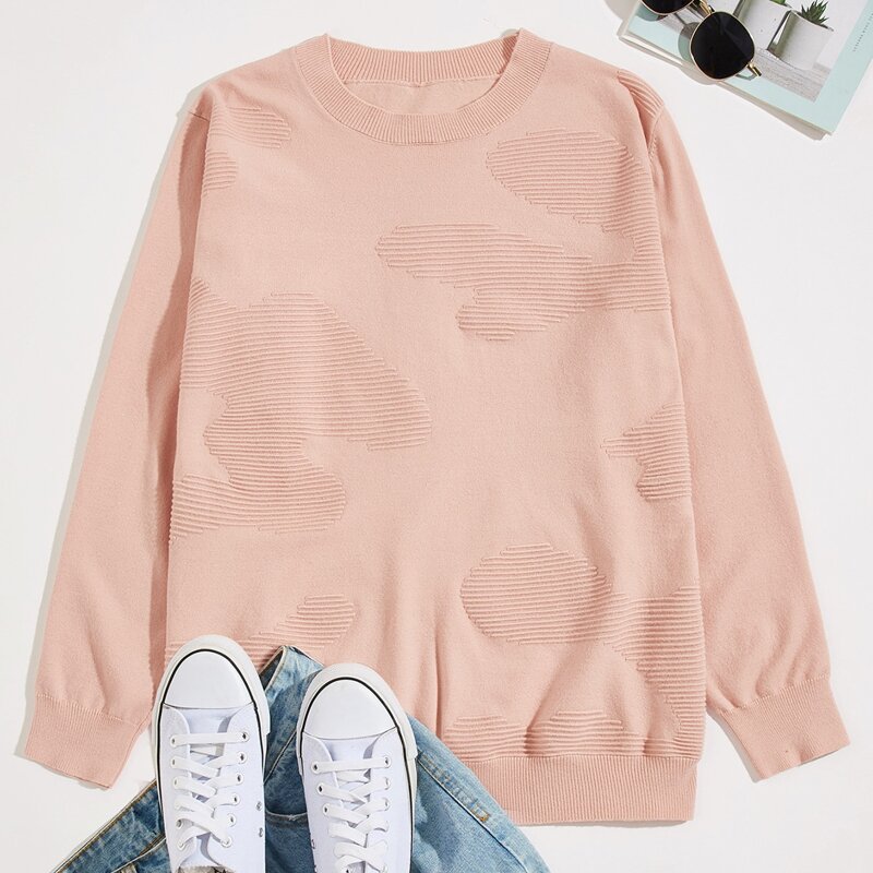 

Guys Solid Round Neck Sweater, Baby pink