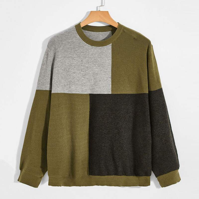 

Guys Colorblock Ribbed Knit Sweater, Multicolor
