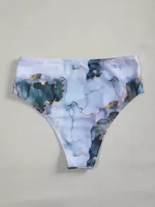 Summer Water Color High Waisted Bikini Panty - Multicolor - View 2
