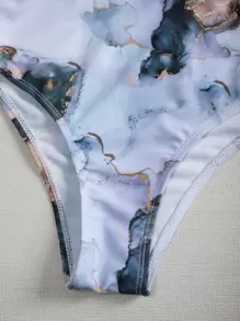 Summer Water Color High Waisted Bikini Panty - Multicolor - View 3