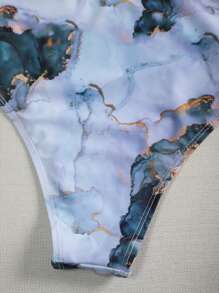 Summer Water Color High Waisted Bikini Panty - Multicolor - View 4