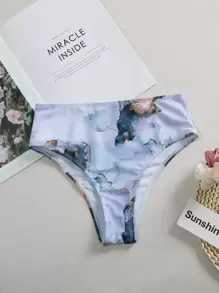 Summer Water Color High Waisted Bikini Panty - Multicolor - View 5