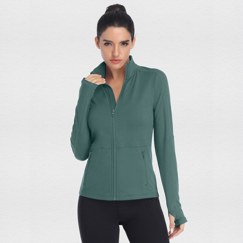 

Zip Up Thumb Hole Sports Jacket, Cadet blue