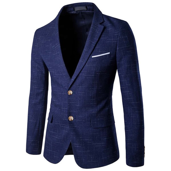 

Men Button Front Split Back Blazer, Navy blue