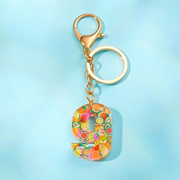 

Fruit Number Charm Keychain, Multicolor