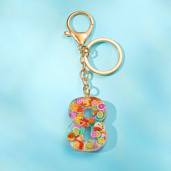 

Fruit Number Charm Keychain, Multicolor