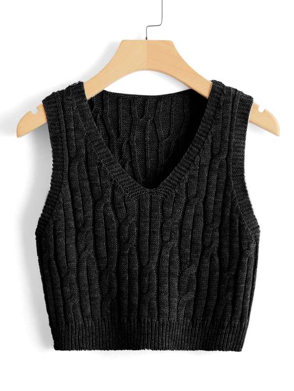 Cable Knit Sweater Vest SHEIN USA