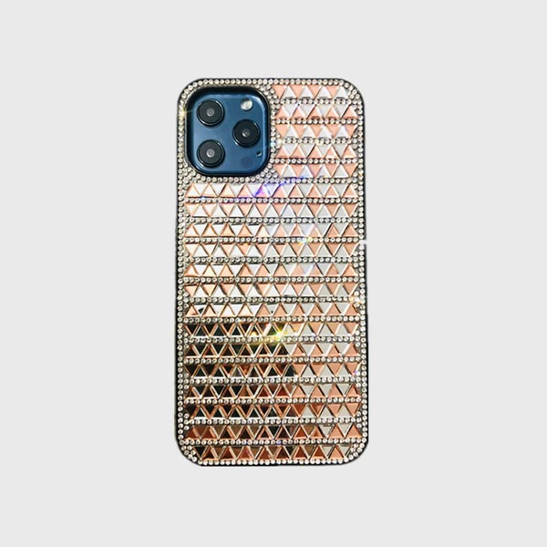 

Rhinestone Decor Geometric Pattern iPhone Case, Multicolor