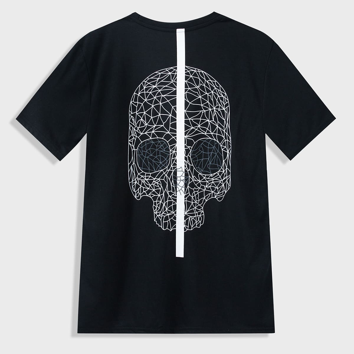

Men Abstract Skull Print Round Neck Tee, Black
