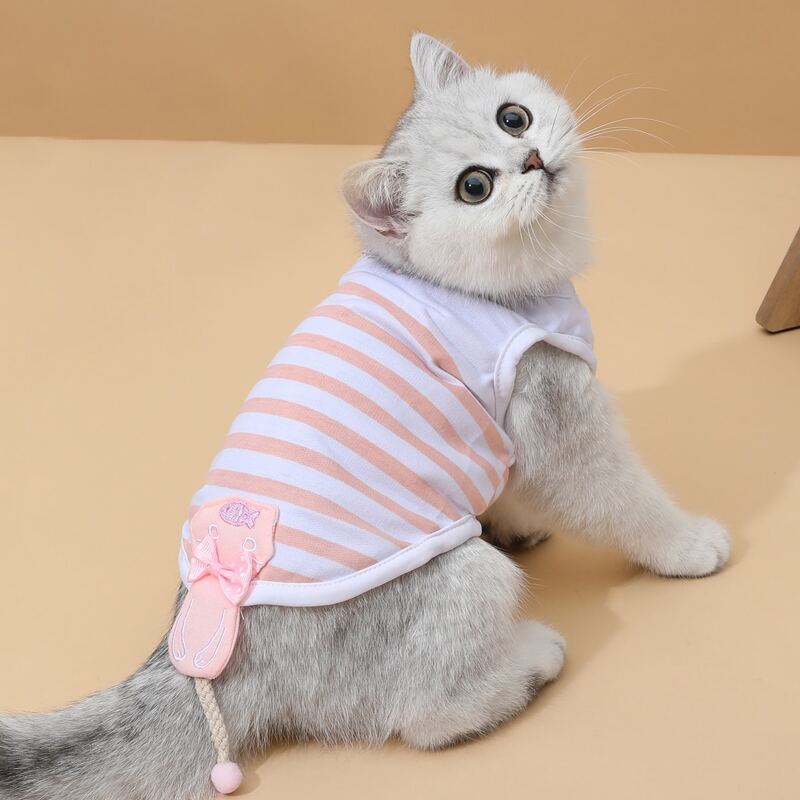 

Striped Pattern Cat Top, Multicolor
