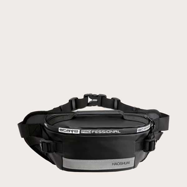 

Men Letter Graphic Fanny Pack, Black