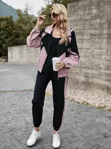 Mulvari Colourblock Hooded Zip Up Jacket & Joggers Set - Multicolor - View 1